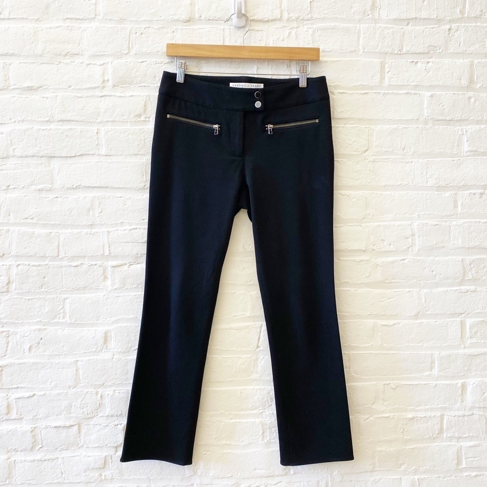 Veronica Beard || Metro Kick Flare‎ Pants Trousers Black Zippers 4